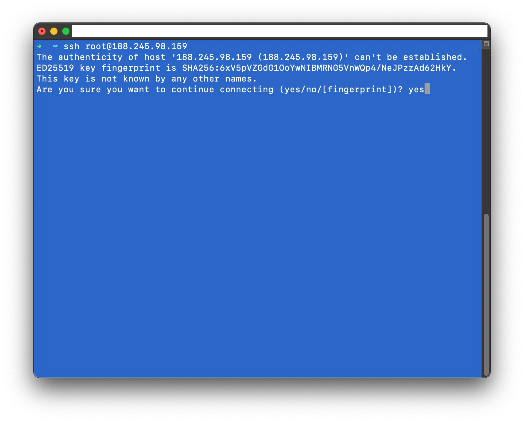 Cloud Instance Login Screenshot