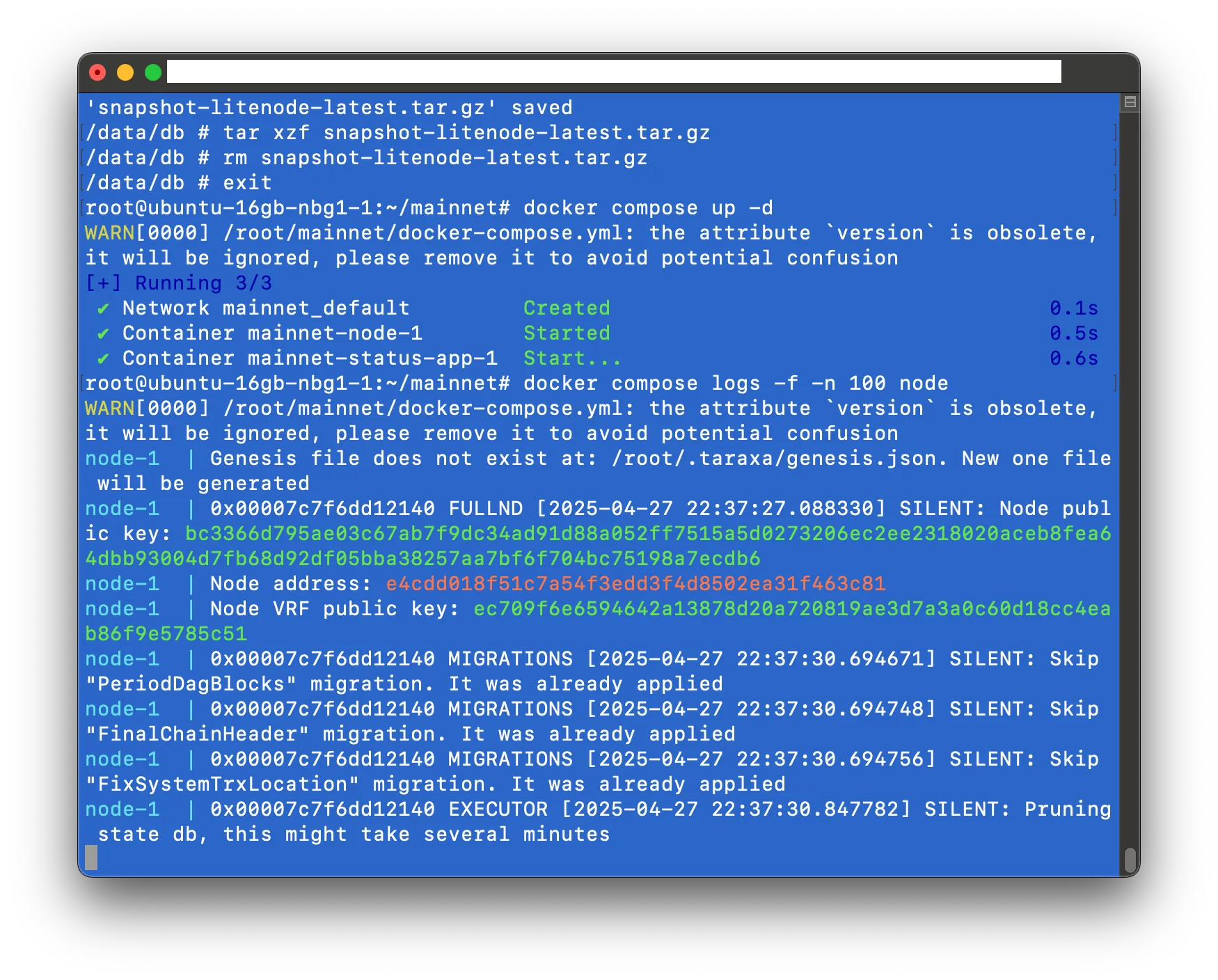 Cloud Instance Start Node Screenshot