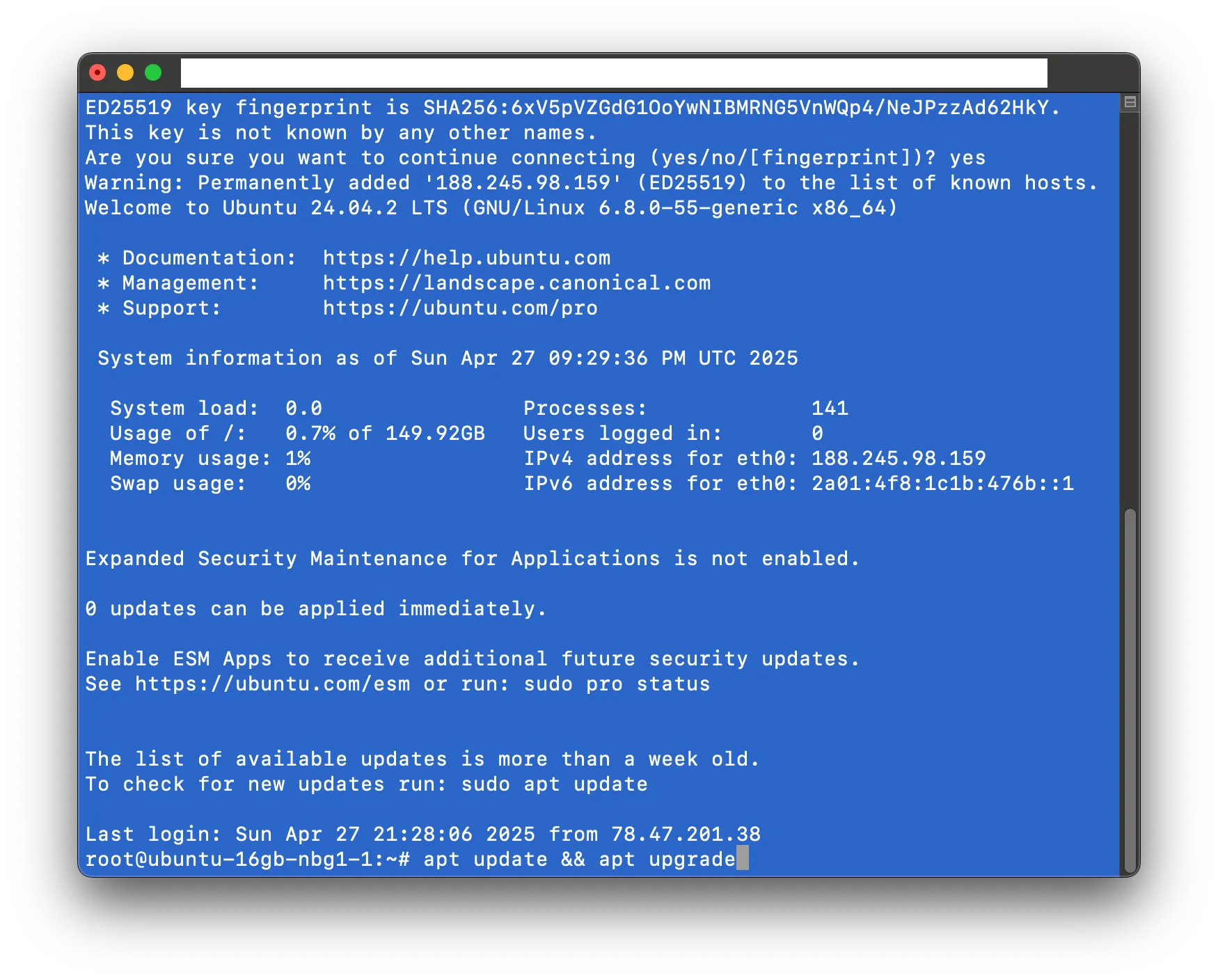 Cloud Instance Update Screenshot