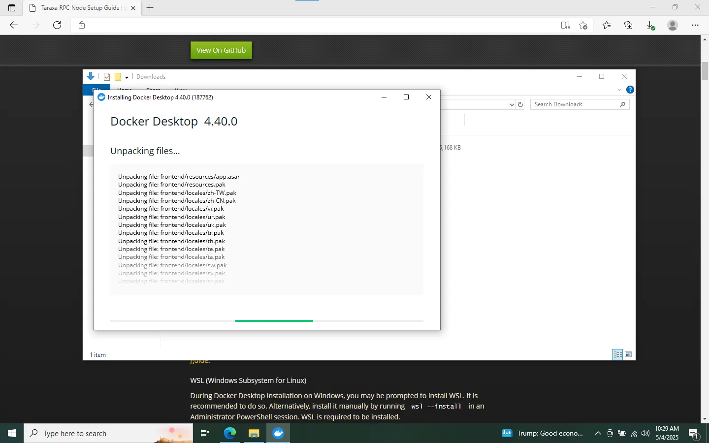 Windows Docker Install Screenshot
