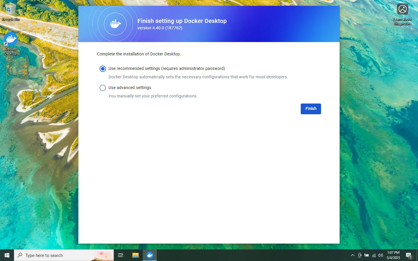 Windows Docker Settings Screenshot
